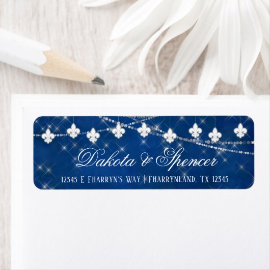 Fleur de Lis Classic Blue Lights | Retouradres Etiket (Insitu)