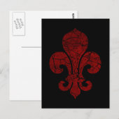 fleur-de-lis-cracked_red briefkaart (Voorkant / Achterkant)