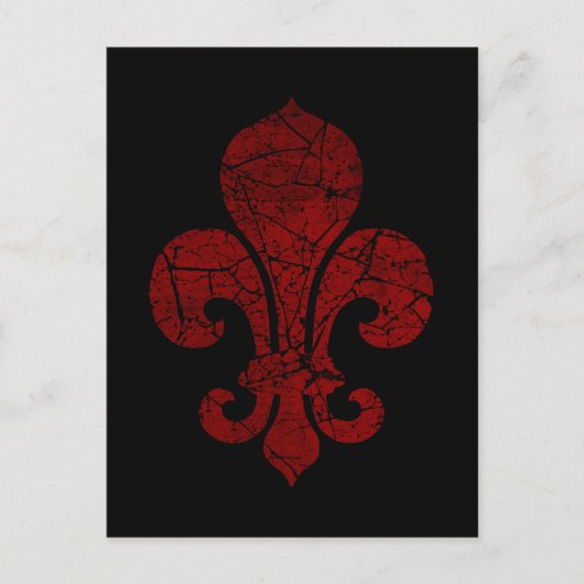 fleur-de-lis-cracked_red briefkaart (Voorkant)