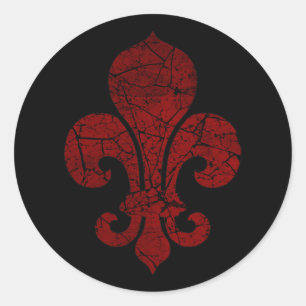 fleur-de-lis-cracked_red ronde sticker