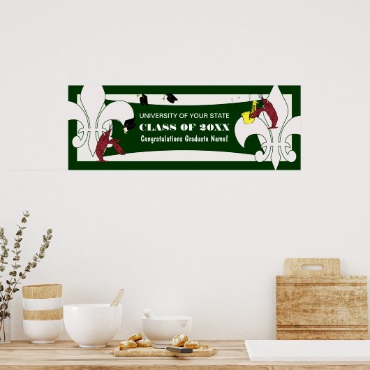 Fleur de Lis Crawfish Afstuderen Banner Poster (Keuken)
