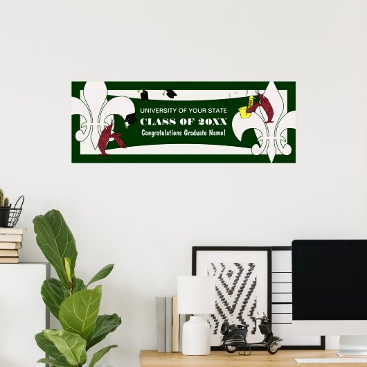 Fleur de Lis Crawfish Afstuderen Banner Poster (Thuiskantoor)