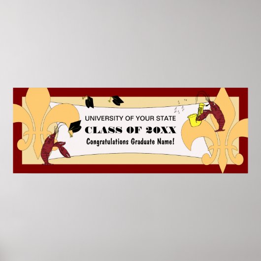 Fleur de Lis Crawfish Afstuderen Banner Poster (Voorkant)