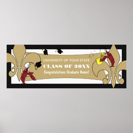 Fleur de Lis Crawfish Afstuderen Banner Poster (Voorkant)