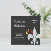 Fleur de Lis Crawfish Afstuderen (zwart) Kaart (Staand voorkant)