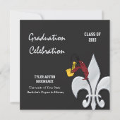 Fleur de Lis Crawfish Afstuderen (zwart) Kaart (Voorkant)