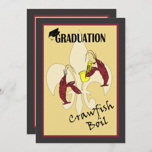 Fleur de Lis Crawfish Boil Afstuderen Invitation Kaart (Voorkant / Achterkant)