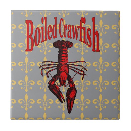 Fleur De Lis Crawfish Tegeltje (Voorkant)