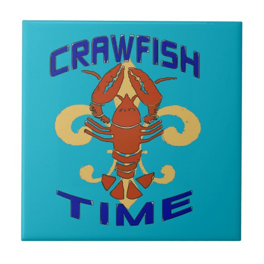 Fleur De Lis Crawfish Tegeltje (Voorkant)