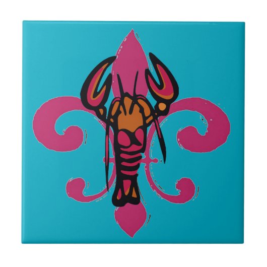 Fleur De Lis Crawfish Tegeltje (Voorkant)