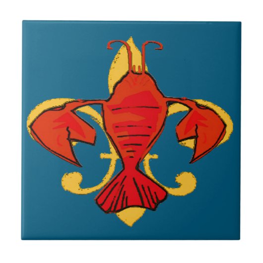 Fleur De Lis Crawfish Tegeltje (Voorkant)