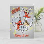 Fleur de Lis Crawfish Uitnodiging nieuwjaarspartij (Staand voorkant)