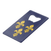 Fleur-de-lis Creditkaart Flessenopener (Voorkant Gekanteld)