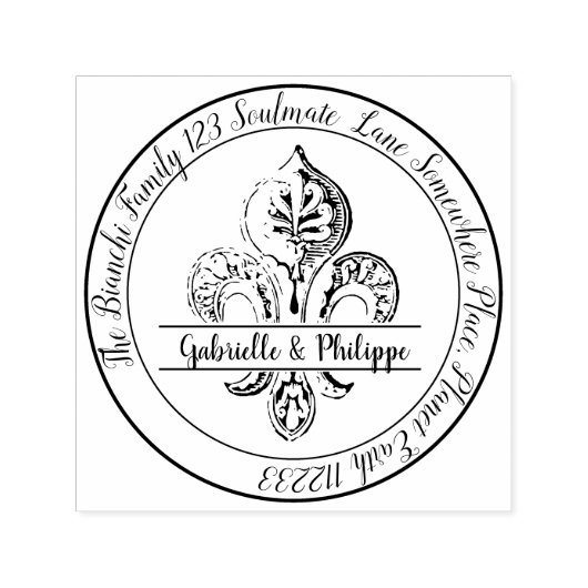 Fleur de Lis Creëer Uw eigen Adres van de Terugkee Zelfinktende Stempel (Design)