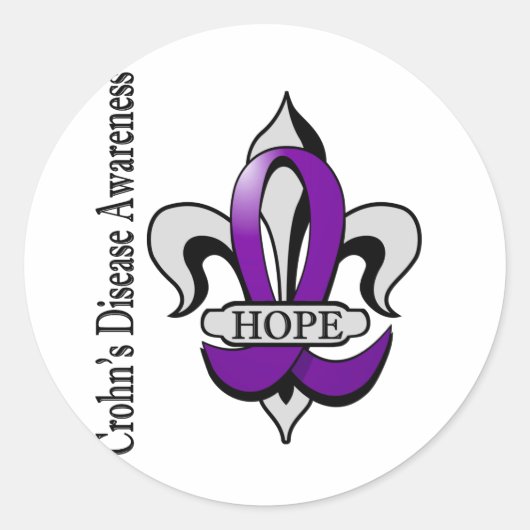 Fleur De Lis Crohn's Disease Hope Ronde Sticker (Voorkant)