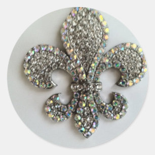 Fleur de lis Crystal op wit Ronde Sticker