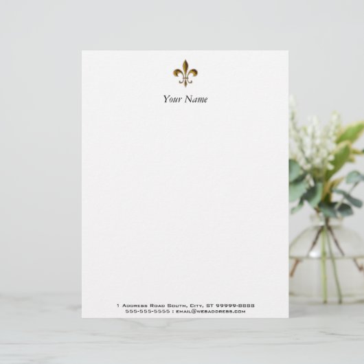 Fleur De Lis Custom Briefhoofd (Staand voorkant)