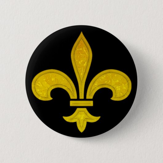 Fleur De Lis Cut Glass Ronde Button 5,7 Cm (Voorkant)