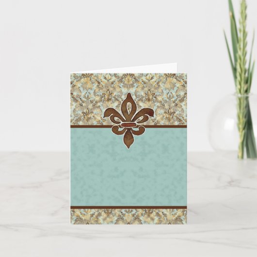 Fleur de Lis Damask - Blank Note Kaart (Voorkant)