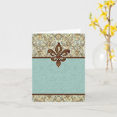 Fleur de Lis Damask - Blank Note Kaart (Gele Bloem)