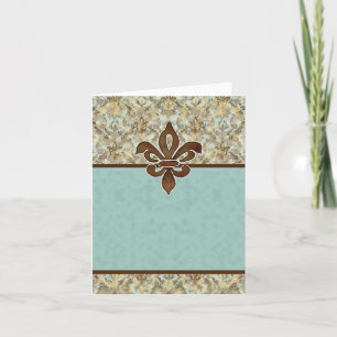 Fleur de Lis Damask - Blank Note Kaart