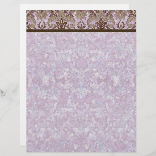 Fleur de Lis Damask - Matching Blank Stationery (Voorkant / Achterkant)