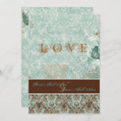 Fleur de Lis Damask - Uitnodigingen voor moderne b (Voorkant / Achterkant)