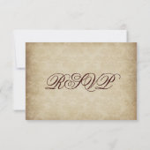  Fleur De Lis Damask Wedding RSVP-kaarten RSVP Kaartje (Achterkant)