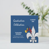 Fleur de Lis Dark Blue Crawfish Afstuderen Kaart (Staand voorkant)