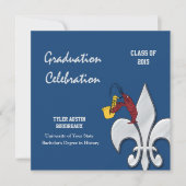 Fleur de Lis Dark Blue Crawfish Afstuderen Kaart (Voorkant)