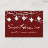 Fleur de Lis Dark Red Lights | Elegant Guest Info Informatiekaartje (Voorkant)