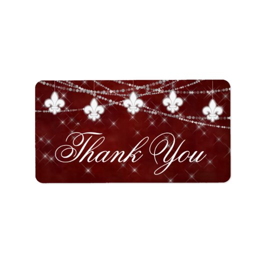 Fleur de Lis Dark Red Lights | Elegant Hartelijk d Etiket (Voorkant)