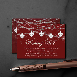 Fleur de Lis Dark Red Lights   Honeymoon Wish Informatiekaartje