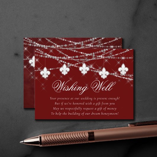 Fleur de Lis Dark Red Lights | Honeymoon Wish Informatiekaartje