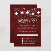 Fleur de Lis Dark Red Lights | Moody Crimson RSVP Kaartje (Voorkant / Achterkant)