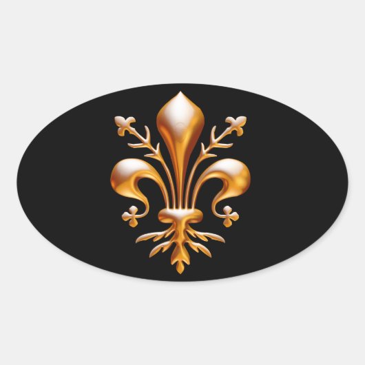 Fleur de Lis (de Lys) Ovale Sticker (Voorkant)