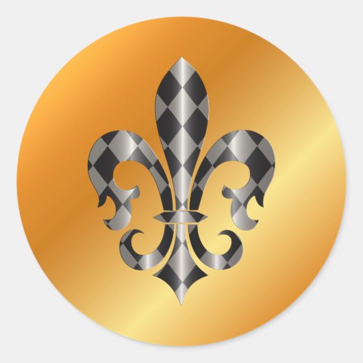 Fleur de Lis, doe-het-zelf achtergrond en tekst Ronde Sticker (Voorkant)