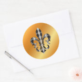 Fleur de Lis, doe-het-zelf achtergrond en tekst Ronde Sticker (Envelop)