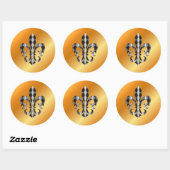 Fleur de Lis, doe-het-zelf achtergrond en tekst Ronde Sticker (Vel)