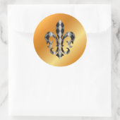 Fleur de Lis, doe-het-zelf achtergrond en tekst Ronde Sticker (Tas)