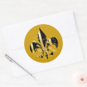 Fleur de Lis, doe-het-zelf achtergrond+tekst Ronde Sticker (Envelop)