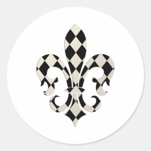Fleur de Lis, doe-het-zelf achtergrond+tekst Ronde Sticker