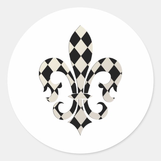 Fleur de Lis, doe-het-zelf achtergrond+tekst Ronde Sticker (Voorkant)