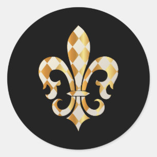 Fleur de Lis, doe-het-zelf achtergrond+tekst Ronde Sticker