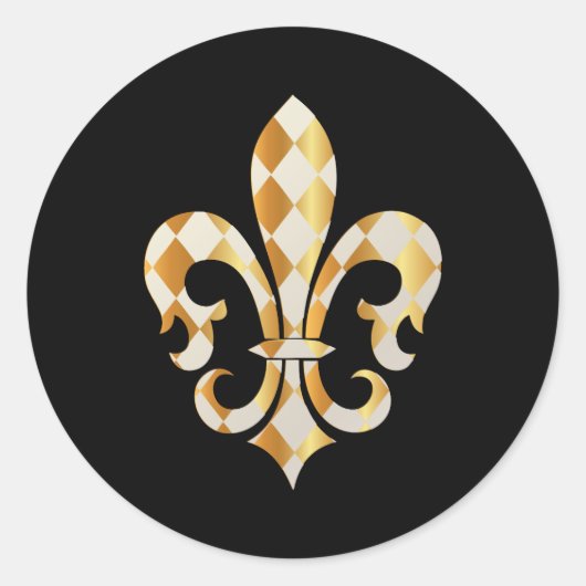 Fleur de Lis, doe-het-zelf achtergrond+tekst Ronde Sticker (Voorkant)