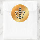 Fleur de Lis, doe-het-zelf achtergrond+tekst Ronde Sticker (Tas)