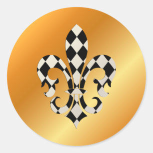 Fleur de Lis, doe-het-zelf achtergrond+tekst Ronde Sticker