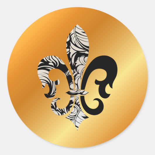 Fleur de Lis, doe-het-zelf achtergrond+tekst Ronde Sticker (Voorkant)