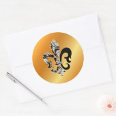 Fleur de Lis, doe-het-zelf achtergrond+tekst Ronde Sticker (Envelop)
