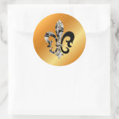 Fleur de Lis, doe-het-zelf achtergrond+tekst Ronde Sticker (Tas)